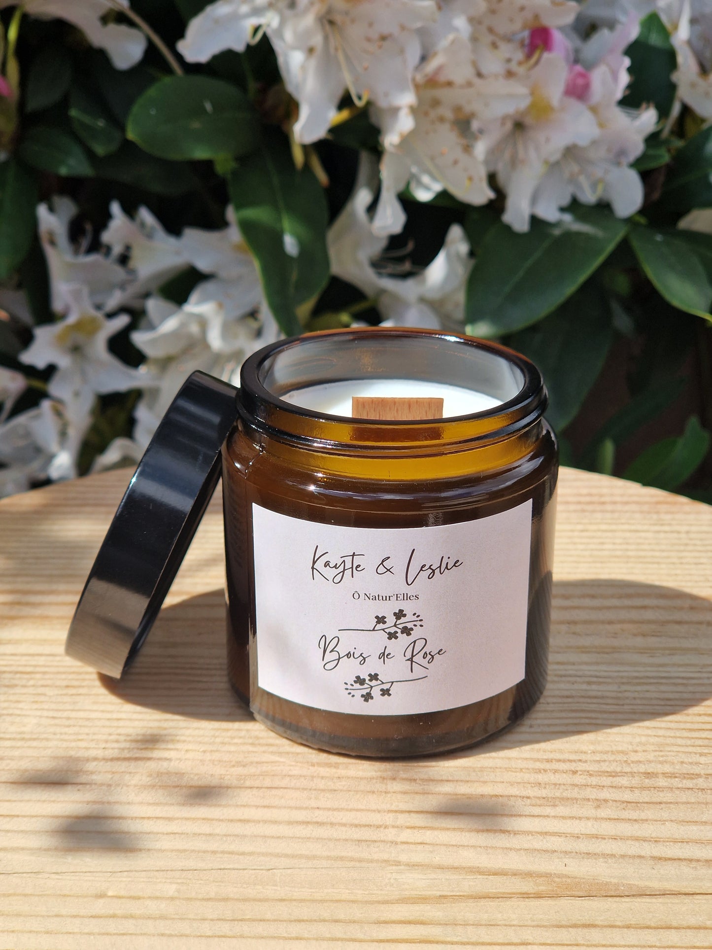 Bougie parfumée végétale  "BOIS DE ROSE"